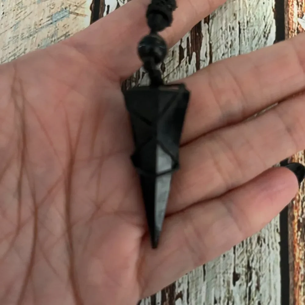 Tree of Color in box Obsidian Truth Pyramid stone necklace